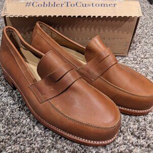 Adelante Shoe Handmade Custom - Classic Tan Leather Loafers - Slip on SZ 8.5 D